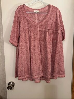 Umgee Short Sleeve Pocket Tee in Dusty Mauve Pink